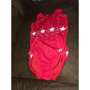 GK leotard gymnastics dance red stars size adult XS teen girl